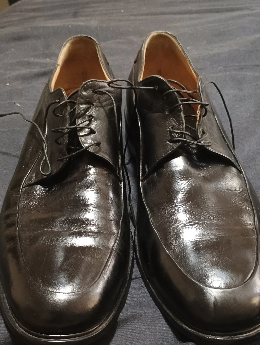 Johnston & Murphy Black Leather Lace-Up Oxfords (236)